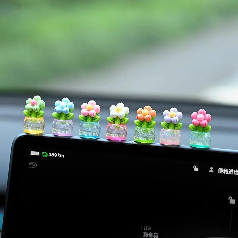 JOYTUTUS 5-Piece Sunflower Car Dashboard Shaking Head Ornaments