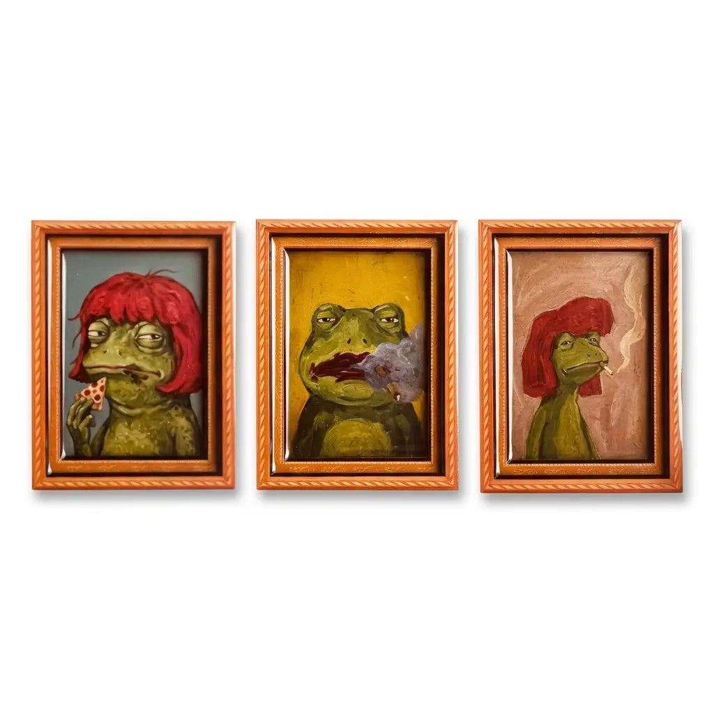 Funny Vintage Art Frame Fridge Magnets - Quirky Animal Portraits for Home & Office