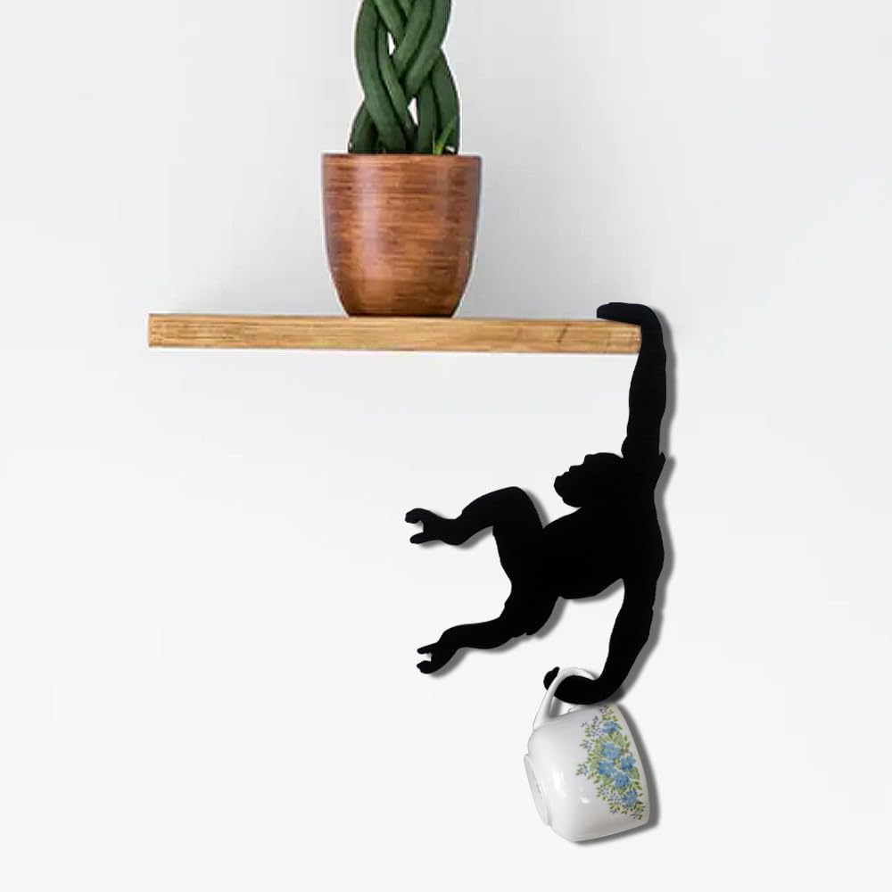 Orangutan Banana Hook – Funny Monkey-Shaped Wall Holder for Keys, Bags, Hats & Headphones-3Pieces