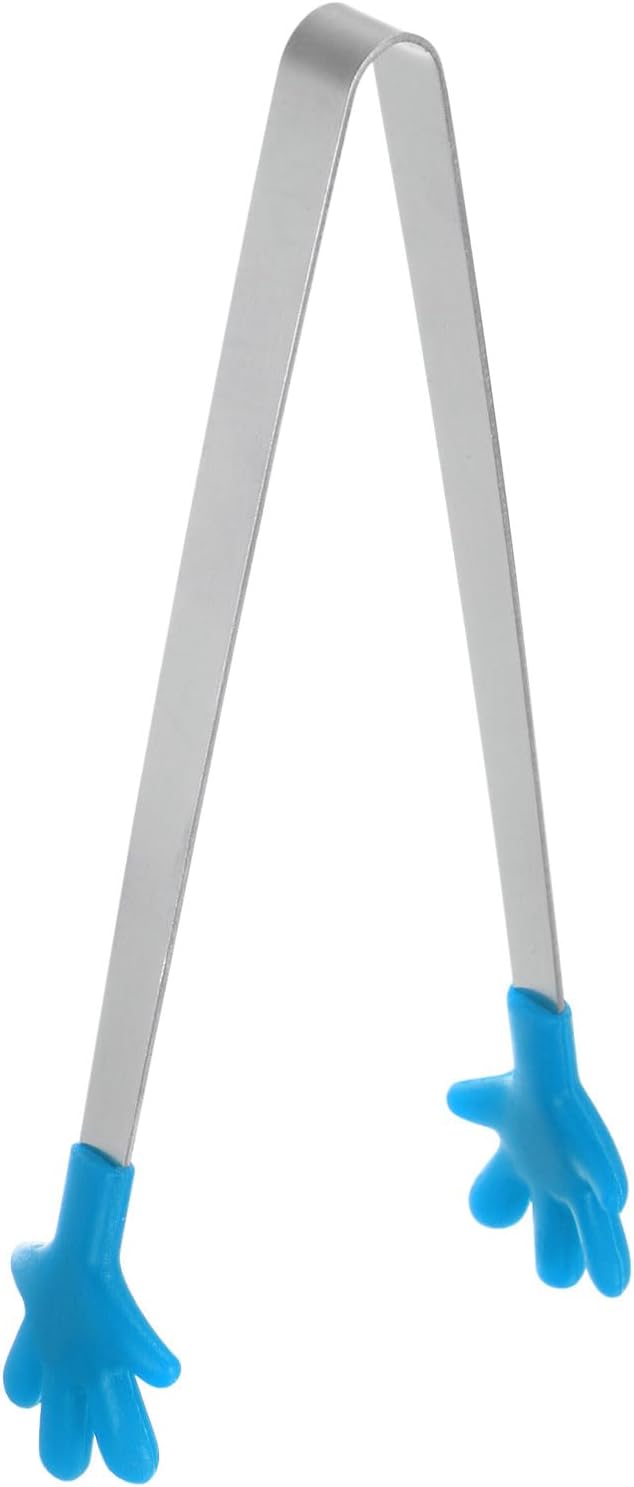 Mini Hand-Shaped Food Tongs, 5.67 in Stainless Steel Kitchen Tongs with Silicone Tips for Ice, Snacks, Fruit, Cooking & BBQ