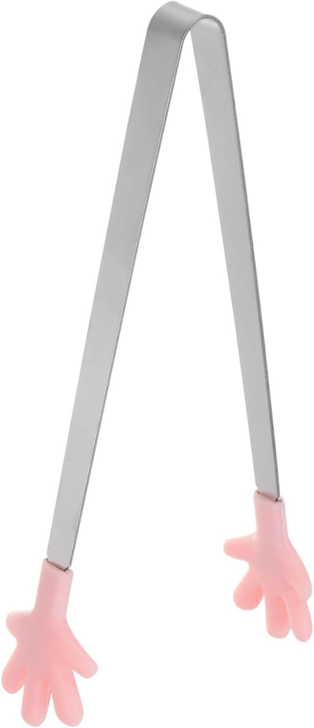 Mini Hand-Shaped Food Tongs, 5.67 in Stainless Steel Kitchen Tongs with Silicone Tips for Ice, Snacks, Fruit, Cooking & BBQ