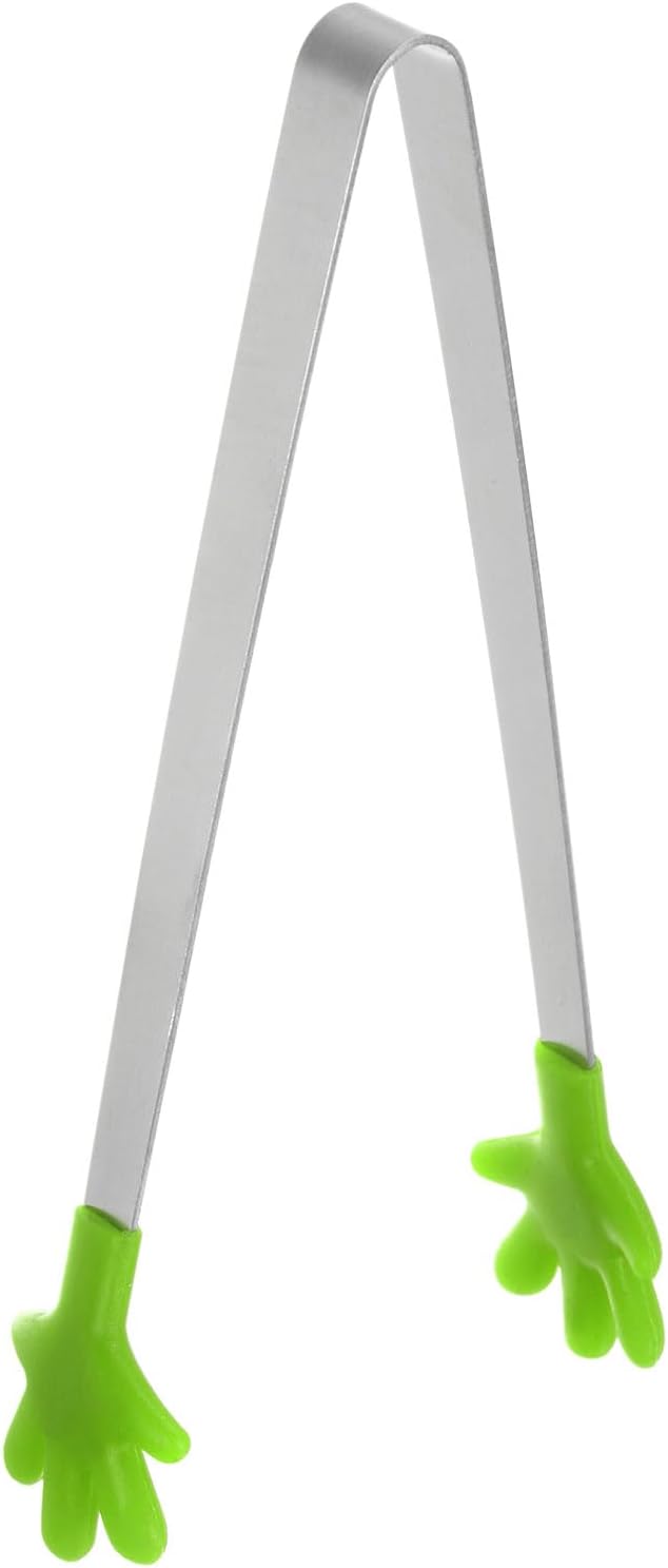 Mini Hand-Shaped Food Tongs, 5.67 in Stainless Steel Kitchen Tongs with Silicone Tips for Ice, Snacks, Fruit, Cooking & BBQ