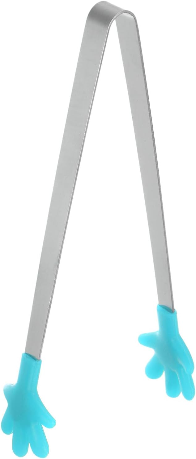 Mini Hand-Shaped Food Tongs, 5.67 in Stainless Steel Kitchen Tongs with Silicone Tips for Ice, Snacks, Fruit, Cooking & BBQ