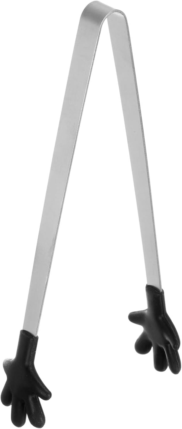 Mini Hand-Shaped Food Tongs, 5.67 in Stainless Steel Kitchen Tongs with Silicone Tips for Ice, Snacks, Fruit, Cooking & BBQ