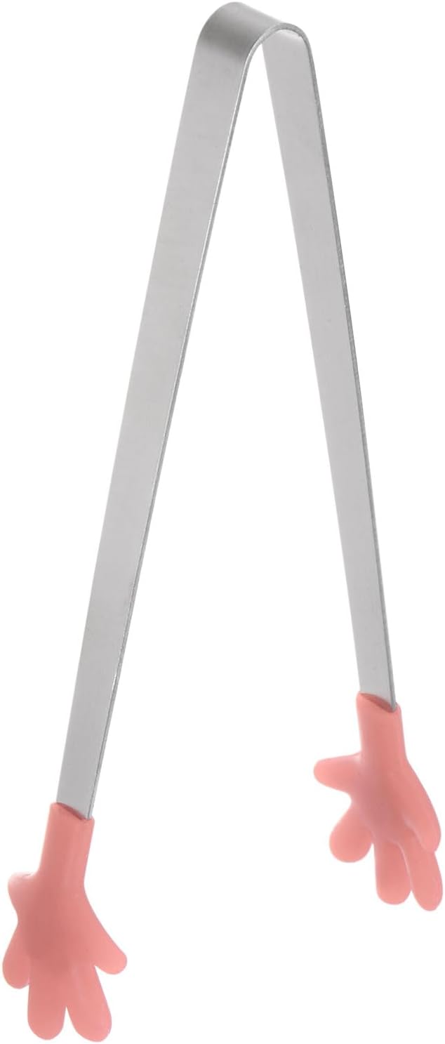 Mini Hand-Shaped Food Tongs, 5.67 in Stainless Steel Kitchen Tongs with Silicone Tips for Ice, Snacks, Fruit, Cooking & BBQ