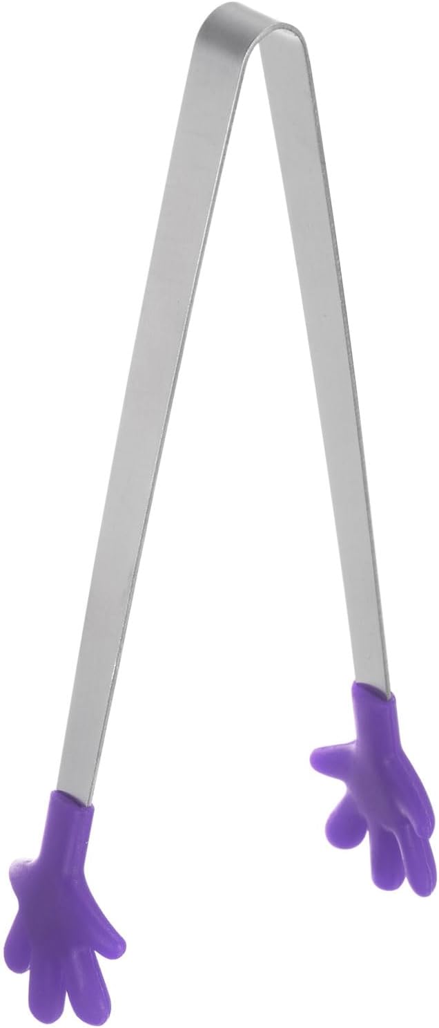 Mini Hand-Shaped Food Tongs, 5.67 in Stainless Steel Kitchen Tongs with Silicone Tips for Ice, Snacks, Fruit, Cooking & BBQ