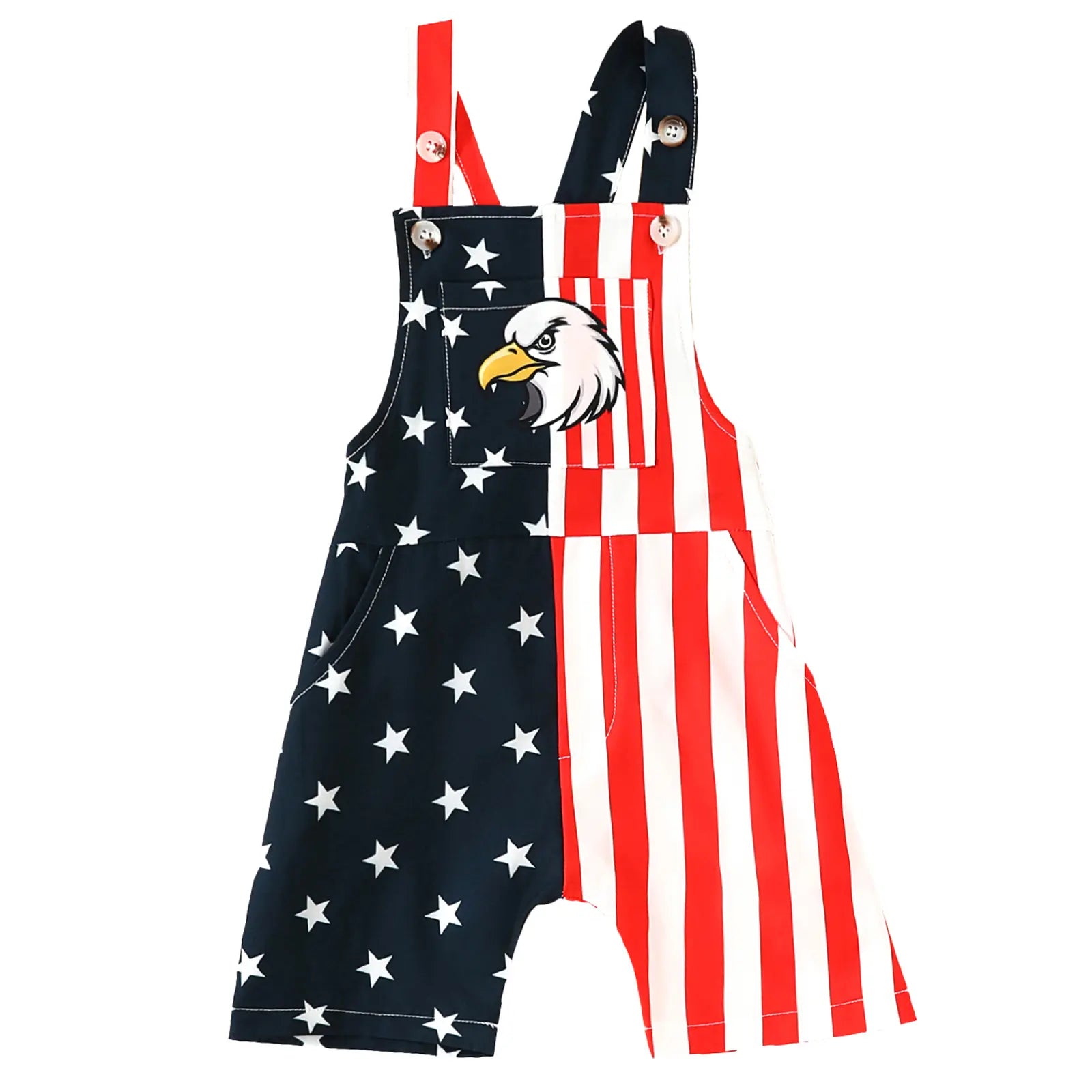 Baby 4th of July American Flag Denim Overall Shorts