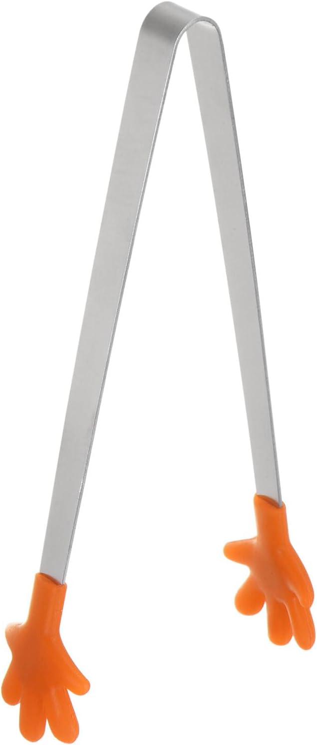Mini Hand-Shaped Food Tongs, 5.67 in Stainless Steel Kitchen Tongs with Silicone Tips for Ice, Snacks, Fruit, Cooking & BBQ