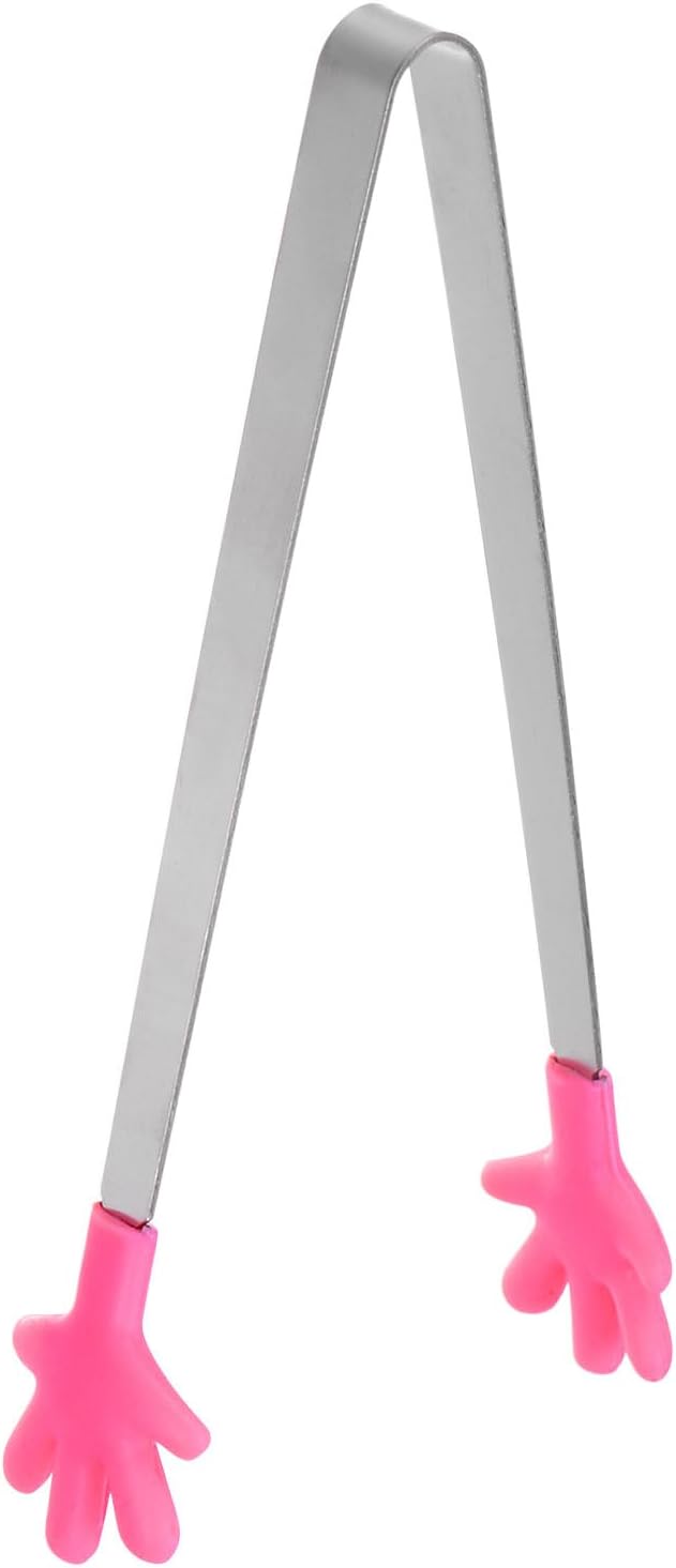 Mini Hand-Shaped Food Tongs, 5.67 in Stainless Steel Kitchen Tongs with Silicone Tips for Ice, Snacks, Fruit, Cooking & BBQ