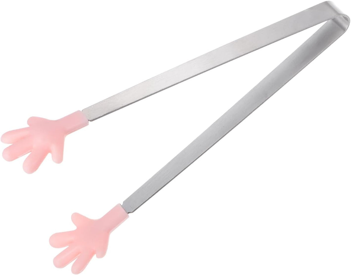 Mini Hand-Shaped Food Tongs, 5.67 in Stainless Steel Kitchen Tongs with Silicone Tips for Ice, Snacks, Fruit, Cooking & BBQ