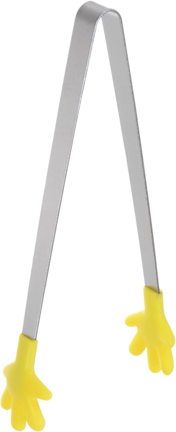 Mini Hand-Shaped Food Tongs, 5.67 in Stainless Steel Kitchen Tongs with Silicone Tips for Ice, Snacks, Fruit, Cooking & BBQ