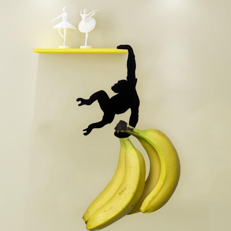 Orangutan Banana Hook – Funny Monkey-Shaped Wall Holder for Keys, Bags, Hats & Headphones-3Pieces