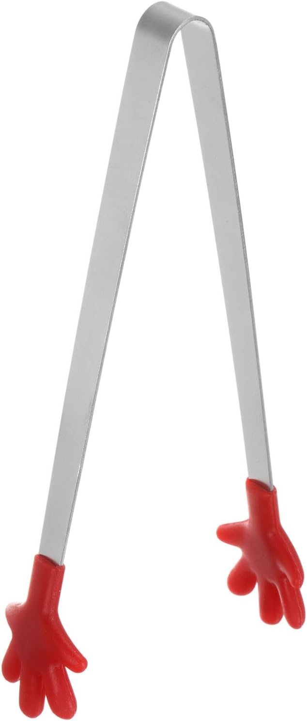 Mini Hand-Shaped Food Tongs, 5.67 in Stainless Steel Kitchen Tongs with Silicone Tips for Ice, Snacks, Fruit, Cooking & BBQ