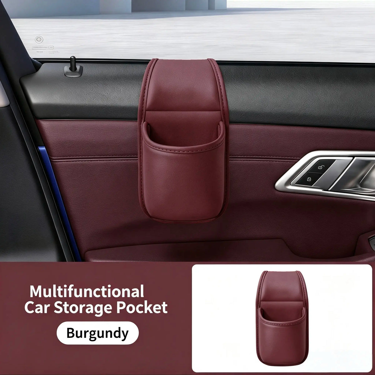 Car Door Storage Pocket, Double-Layer Organizer with Residue-Free Adhesive for Phones, Keys & Small Items, Fits Most Sedans, SUVs & Trucks