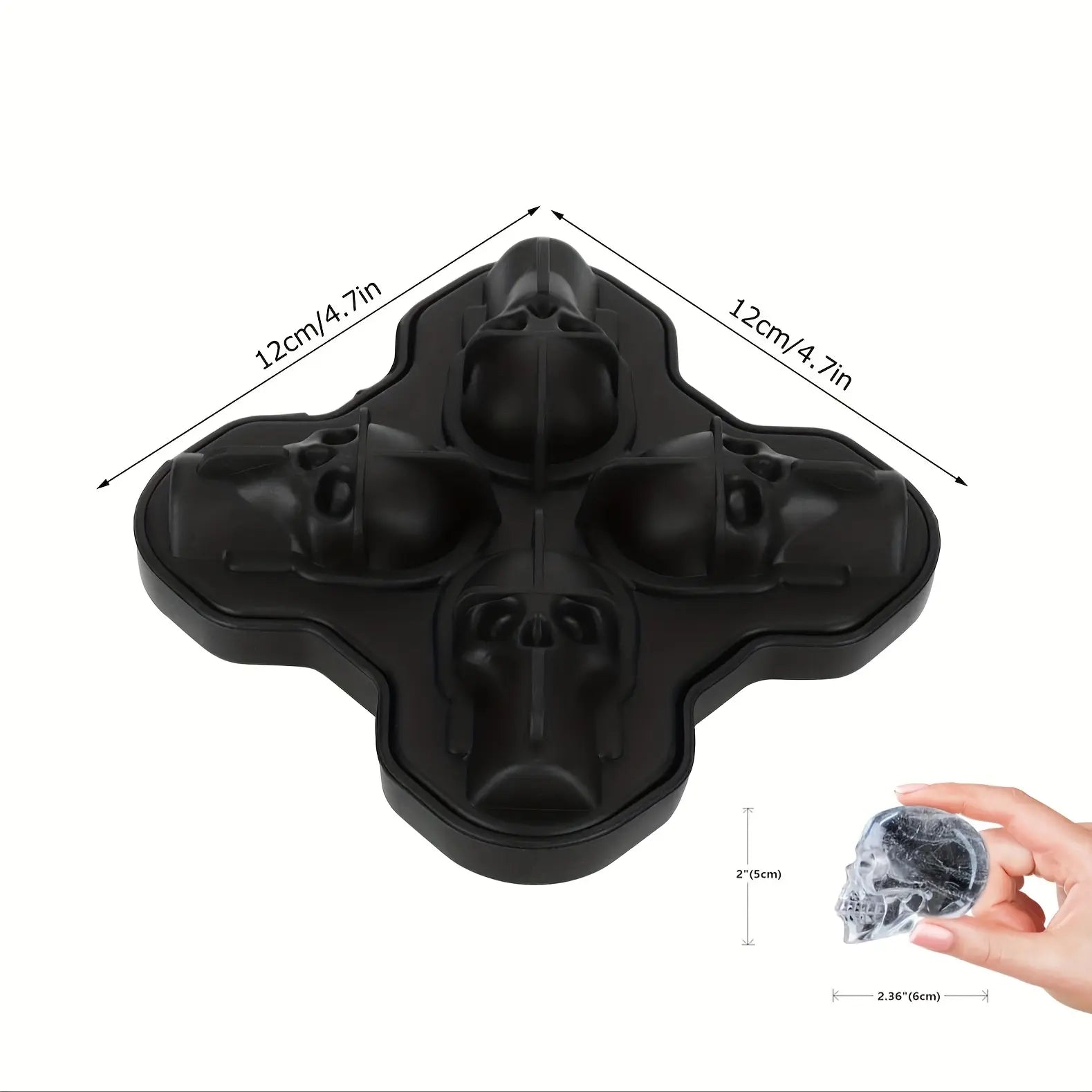 3D Skull Silicone Ice Cube Mold (6-Cavity/BPA-Free)