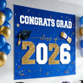 Class of 2026 Graduation Banner (47"x67") - Blue & Gold Congrats Grad Backdrop