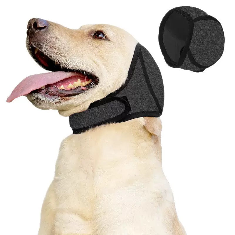 Soft Dog Noise-Reducing Ear Cover, Adjustable Calming Hood for Fireworks, Thunder & Grooming, Flexible Ear Wrap with Hook-and-Loop Closure for Small Medium Large Dogs