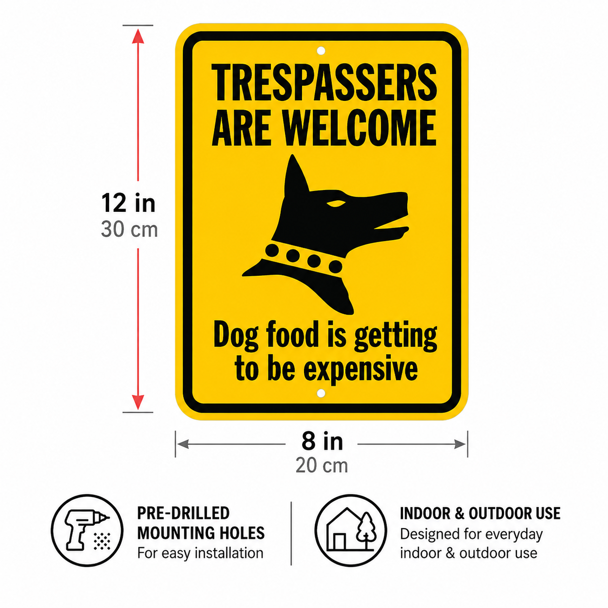 Funny "No Trespassing" Metal Sign – 12×8 in Aluminum Warning Sign with Dog Theme, Weather-Resistant Yard & Gate Decor
