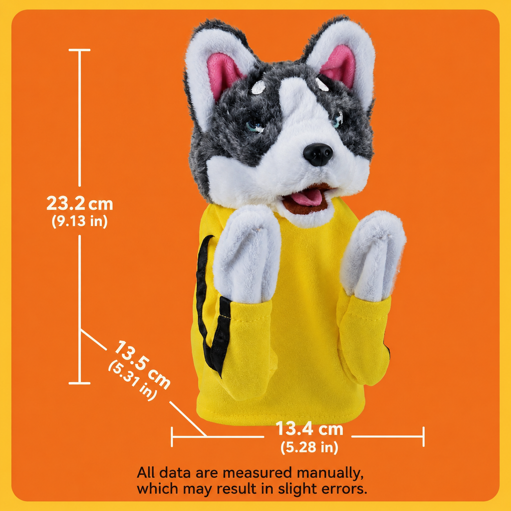 Kung Fu Husky Hand Puppet, Interactive Plush Boxing Dog Toy with Punching Action and Sound Effects, Funny Gift for Kids