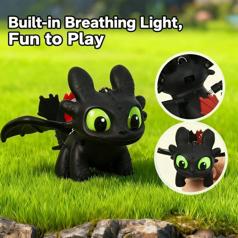 DIYCOM How to Train Your Dragon Night Fury Dragon Keychain Glow in the Dark Mini Dragon Pendant with Moving Wings Trendy Bag Charm Car Ornament Keychain Gift Christmas Gift Birthday Peripheral