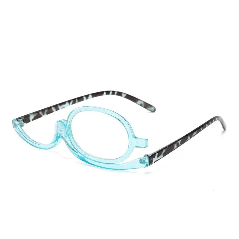 Makeup Reading Glasses with Rotating Single Lens for Precise Eye Makeup, Multiple Strengths +1.00 to +4.00