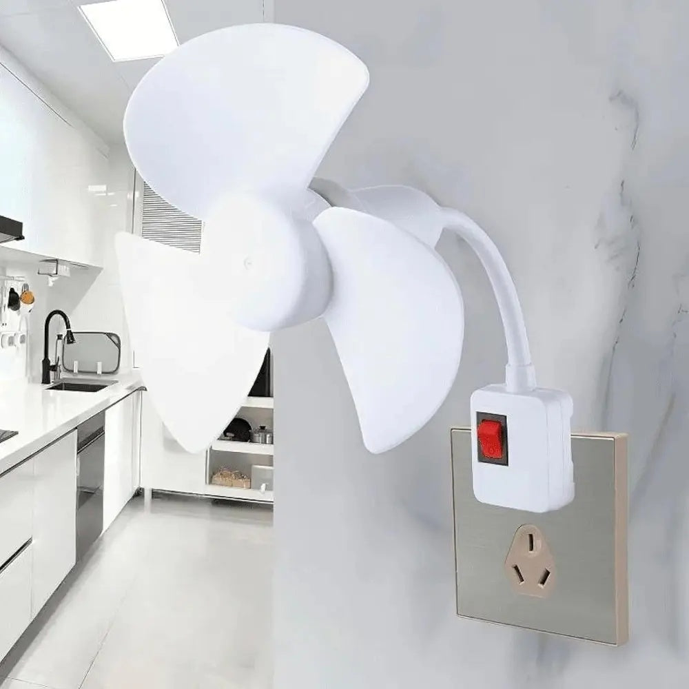 E27 Socket Fan Kit with Plug Adapter – Mini Quiet Electric Fan with Flexible Gooseneck Plug and Light Bulb Base, Energy-Saving Desk Fan for Kitchen, Bathroom, Dormitory, Office