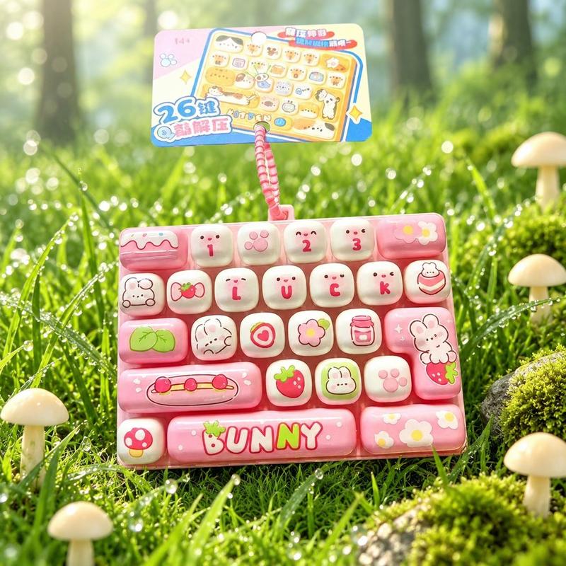 26-Key Mini Keyboard Keychain, Cute Pressable Fidget Toy with Portable Loop, Sensory Finger Toy & Backpack Accessory for Teens, Adults, Gifts & Travel