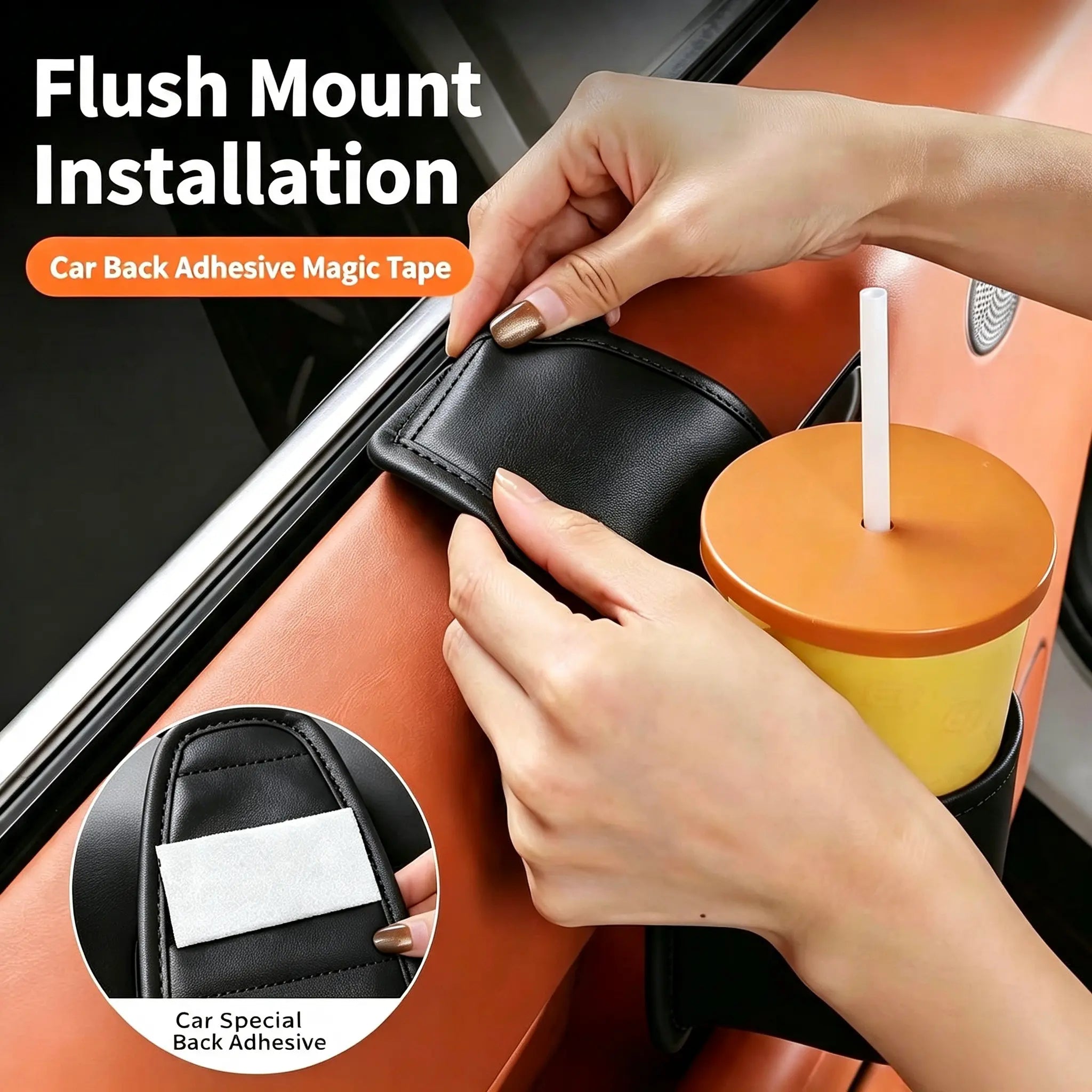 Car Door Storage Pocket, Double-Layer Organizer with Residue-Free Adhesive for Phones, Keys & Small Items, Fits Most Sedans, SUVs & Trucks