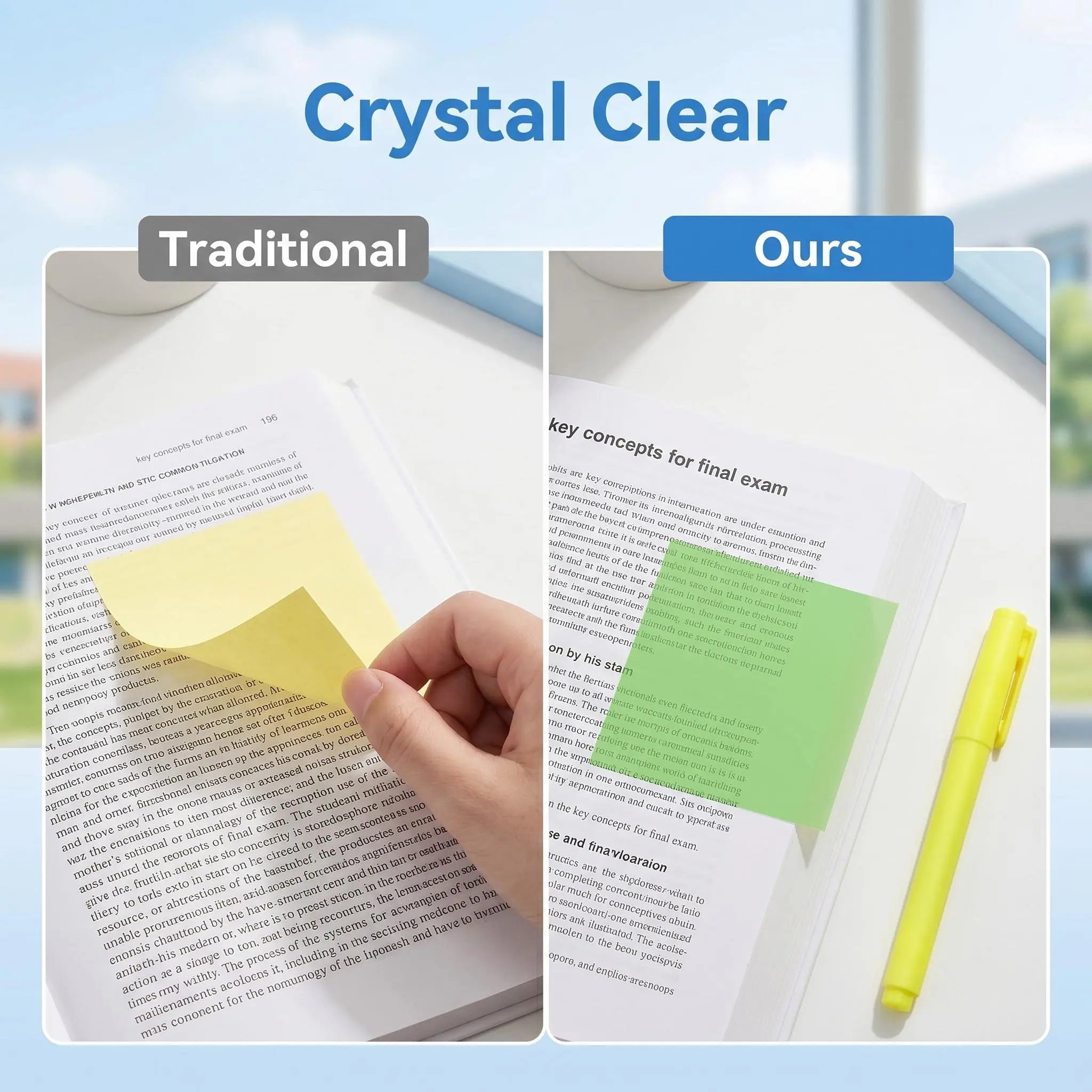 12 Boxes of Transparent Pull-Out Sticky Notes (960 Sheets Total) - Office Stationery, Work Accessories with Strong Adhesion, No Residue, 50 Reuses Per Sheet