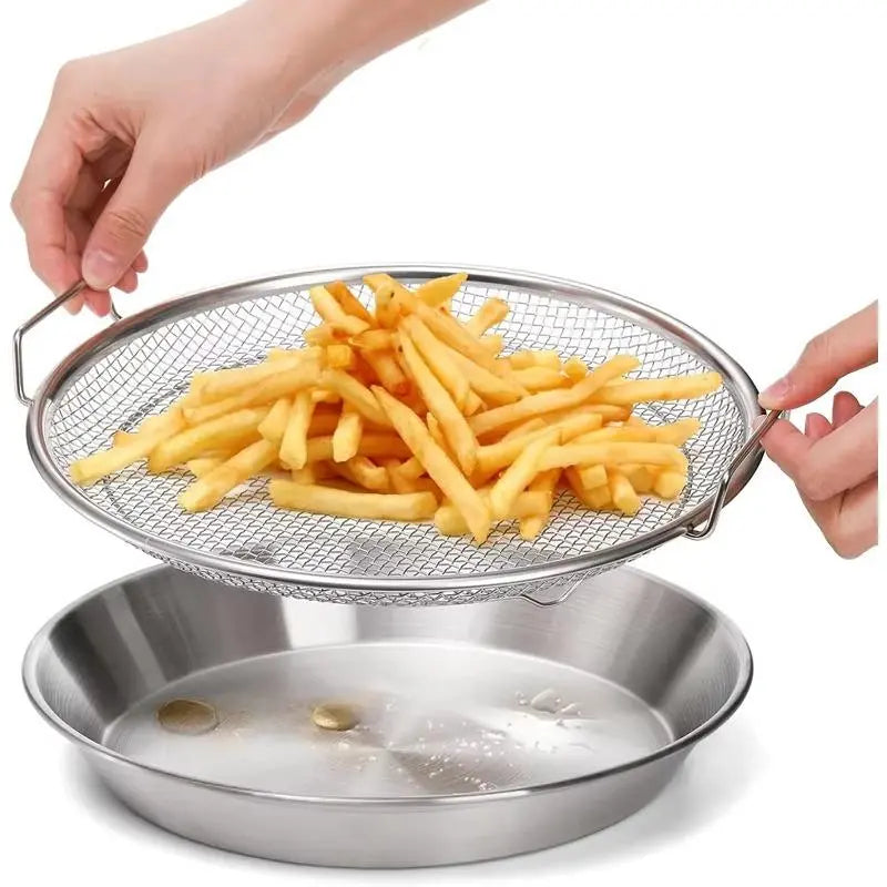 Stainless Steel Frying & Oil-Draining Rack with Tray