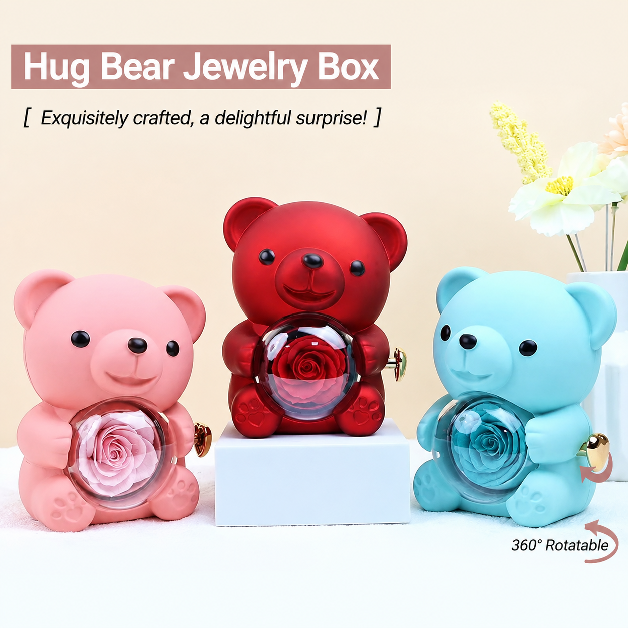 Boite a bijoux ours rose