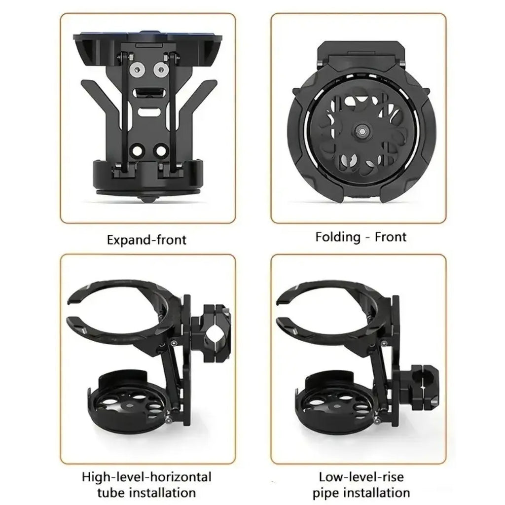 360° Rotating Foldable Bike & Motorcycle Cup Holder, Adjustable Bottle Cage with Quick-Fold Design for Bicycle, Scooter, Stroller & Outdoor Riding
