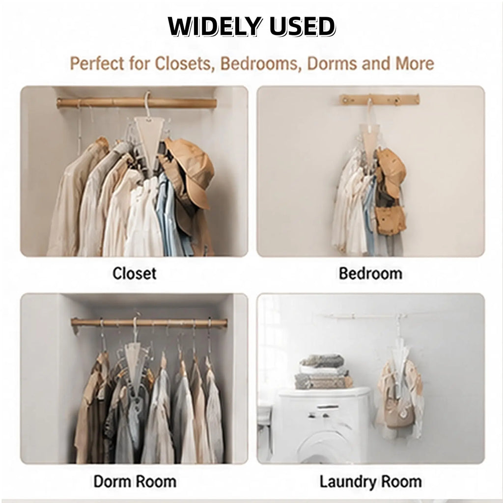 Rotating organizer hanger used in a closet, bedroom, dorm and laundry room