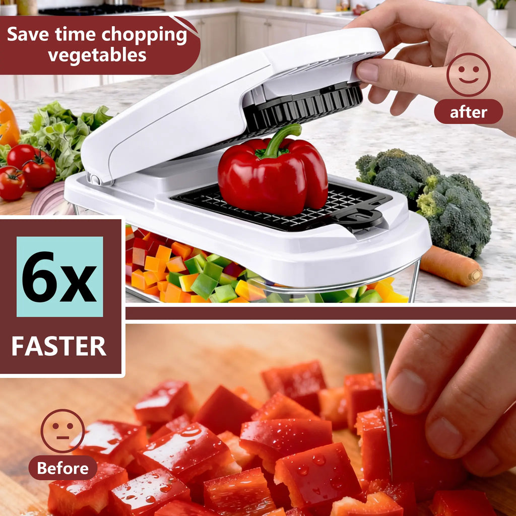 Snofrid Vegetable Chopper,15-in-1 Multifunctional Food Chopper,Professional Onion Chopper with 8 Blades