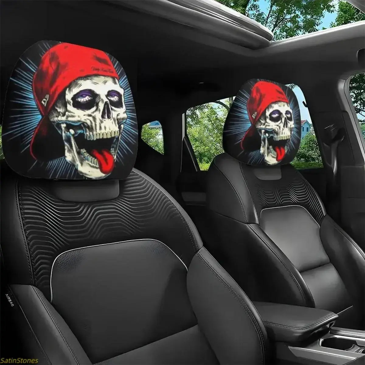Gothic Devil's Eye Headrest Covers - Washable (Set of 2)