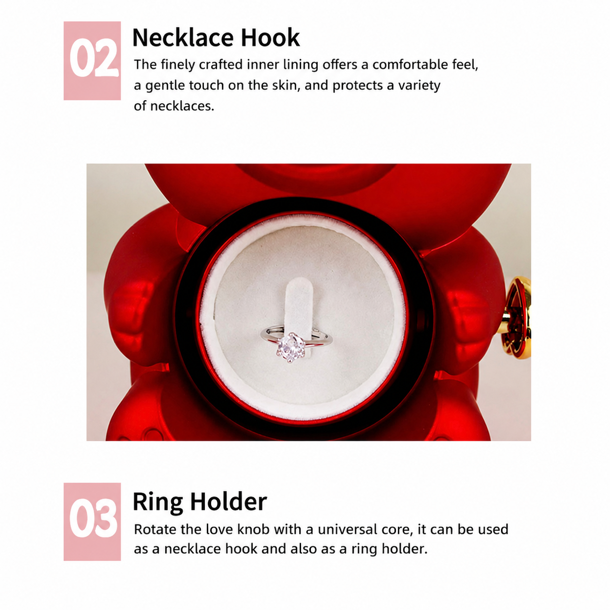 Boite a bijoux ours rose