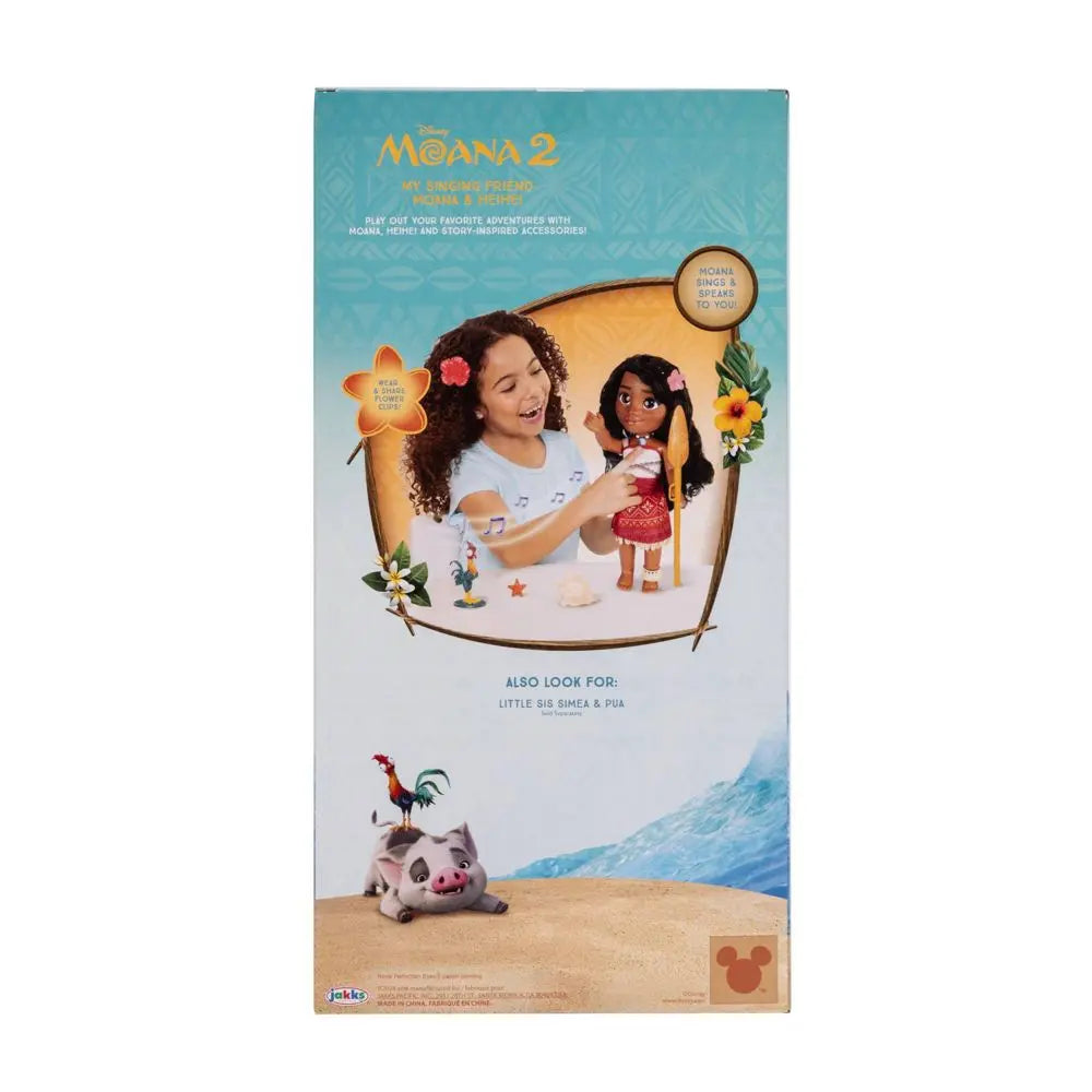 Disney Moana 2 My Singing Friend 14" Moana Doll & Heihei - Singing, Talking, 15 Phrases, 6 Accessories, Perfect Gift for Kids Ages 3+