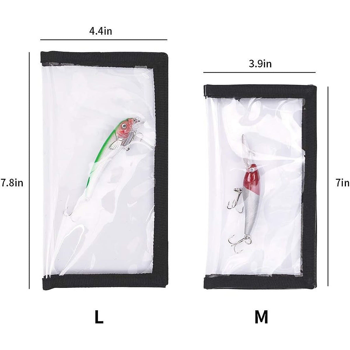 4 Pack Fishing Bait Cover Durable Clear 0.5mm PVC Lure Wrpas for Shape Fishing Hooks Fishing Bait Storage Protector for Saltwater Freshwater Fishing Gear 2Large+2Medium