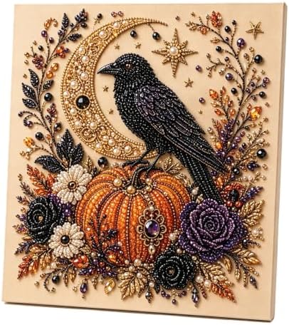 Halloween Ghost Pearl Art DIY Kit, Spooky Cute 3D Diamond Painting Crafts for Adults, DIY Fall Home Decor Wall Art, Beginner DIY Seasonal Party Gift