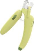 Dog nail clipper with UV LED light for safe trimming and protection against over-cutting. Cute pet claw trimmer and grooming tool for small animals such as dogs, cats, puppies, and kittens.