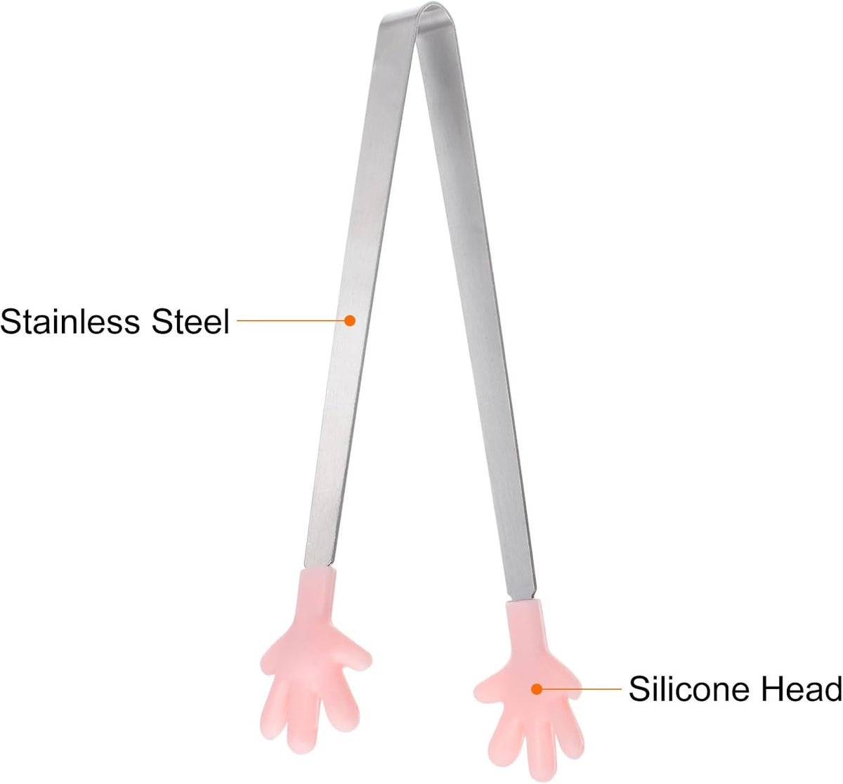 Mini Hand-Shaped Food Tongs, 5.67 in Stainless Steel Kitchen Tongs with Silicone Tips for Ice, Snacks, Fruit, Cooking & BBQ