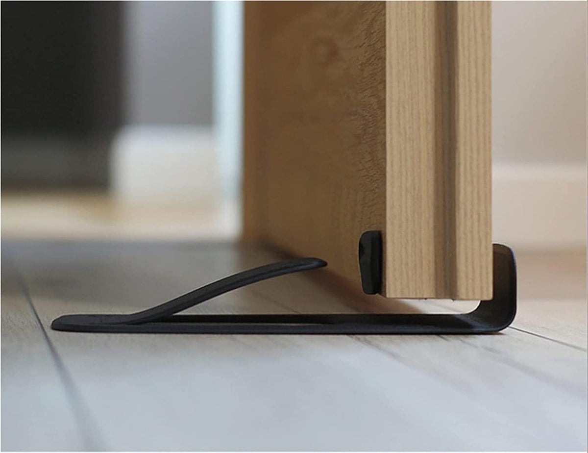Self-Adhesive Spring Door Stop, No-Drill Foot-Operated Door Holder, Easy-Press Plastic Door Stopper for Home & Office, 1 or 4 Pack