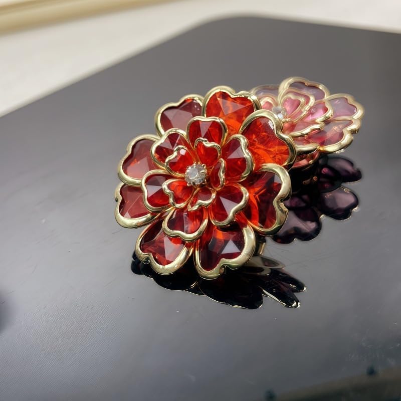 2-Pack Flower Rhinestone Button Covers, 38mm / 1.49 in Crystal Clip-On Jewelry for Blouses, Shirts & Clothing