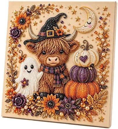 Halloween Ghost Pearl Art DIY Kit, Spooky Cute 3D Diamond Painting Crafts for Adults, DIY Fall Home Decor Wall Art, Beginner DIY Seasonal Party Gift
