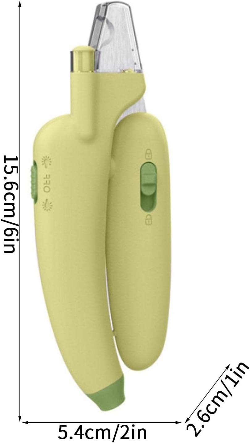 Dog nail clipper with UV LED light for safe trimming and protection against over-cutting. Cute pet claw trimmer and grooming tool for small animals such as dogs, cats, puppies, and kittens.
