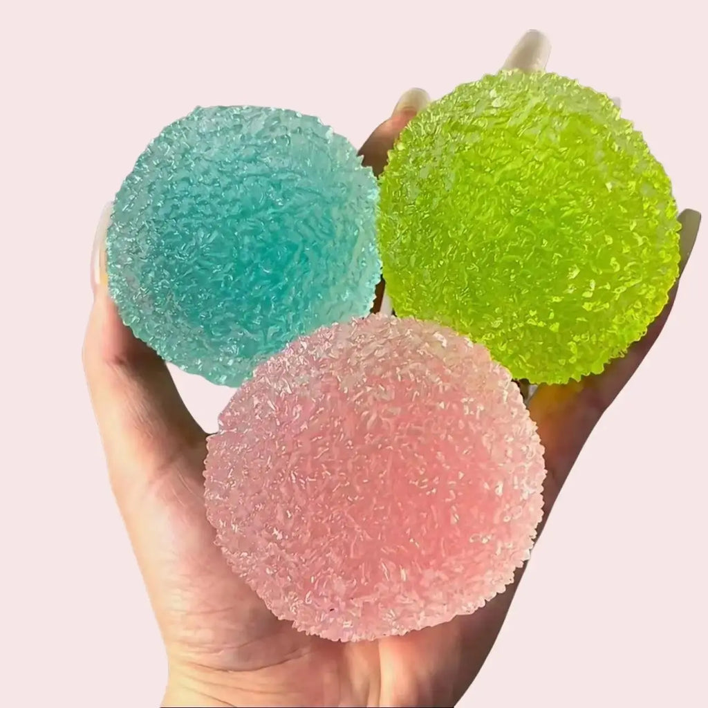 Handcrafted Crystal Mochi Ball Squishy Toy Handmade TPR Soft Stress Relief Fidget Sensory Grippie Set for Relaxation and Gift Giving