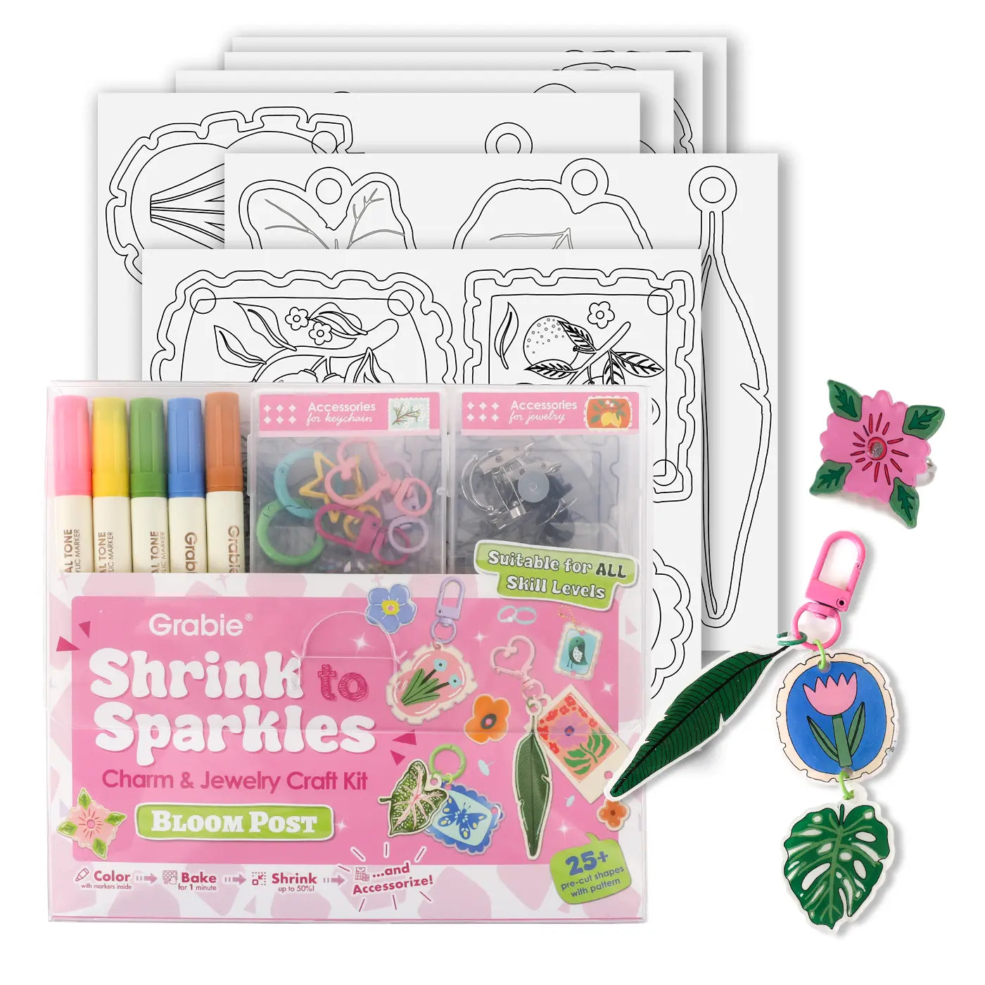 Grabie Shrink to Sparkles Craft Kit, Shrinky Dinks, Retro Style, Vintage Style