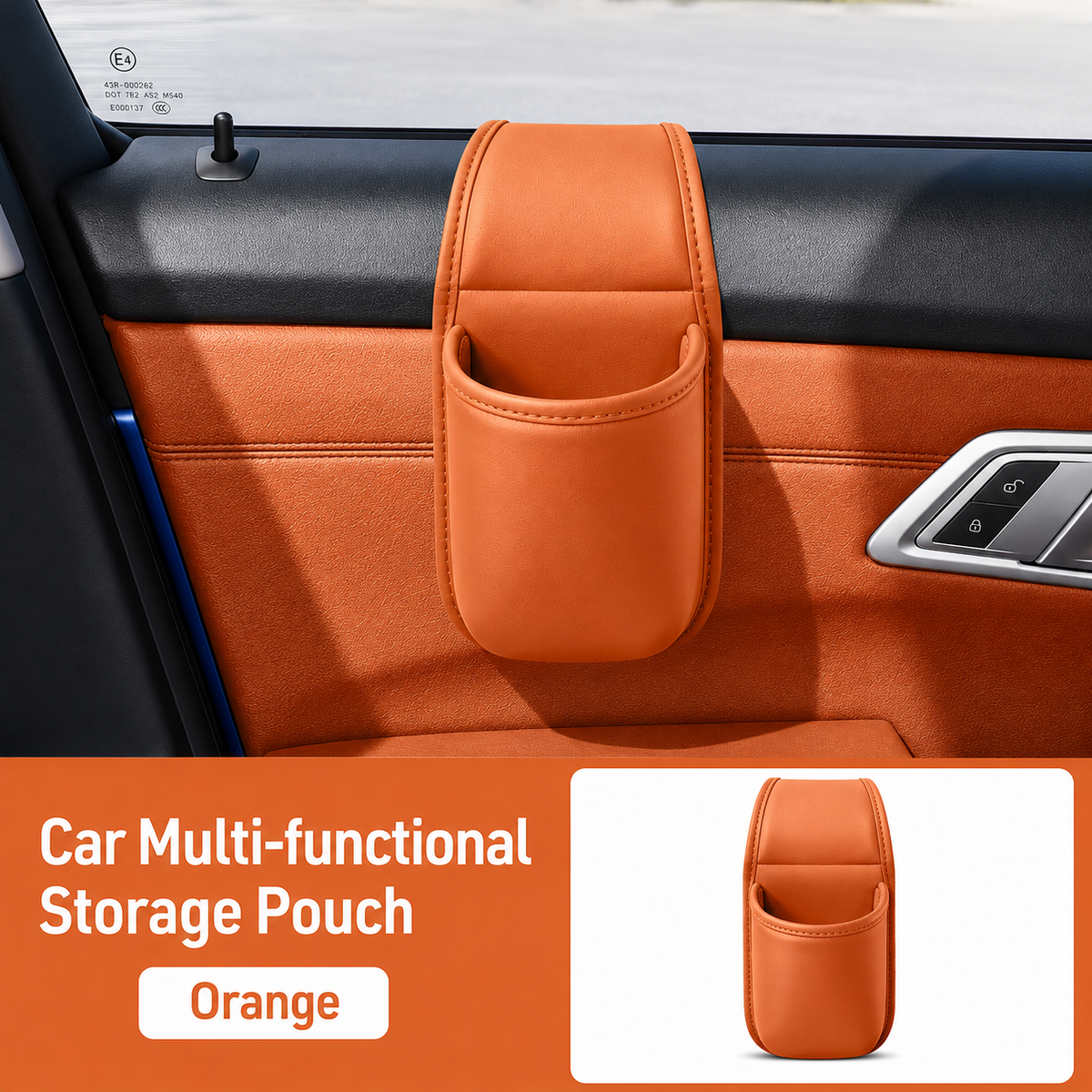 Car Door Storage Pocket, Double-Layer Organizer with Residue-Free Adhesive for Phones, Keys & Small Items, Fits Most Sedans, SUVs & Trucks
