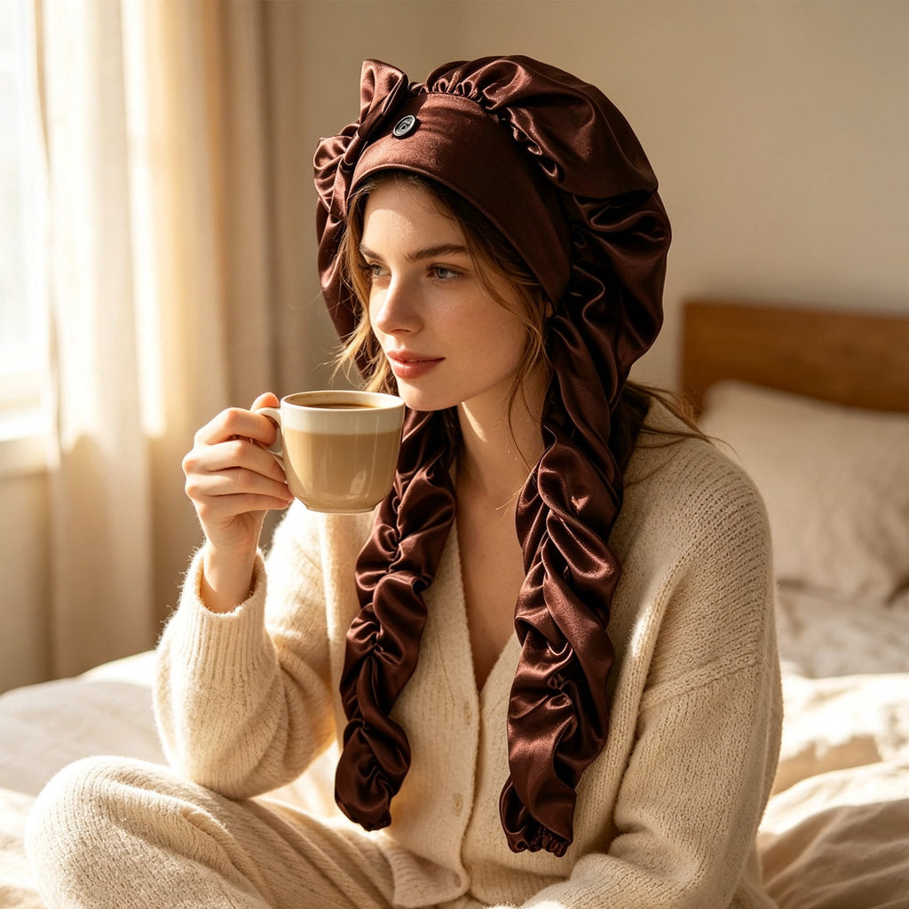 Extra Long Sleep Bonnet for Long Hair, Adjustable Satin Hair Bonnet for Braids, Dreadlocks, Curls & Natural Hair