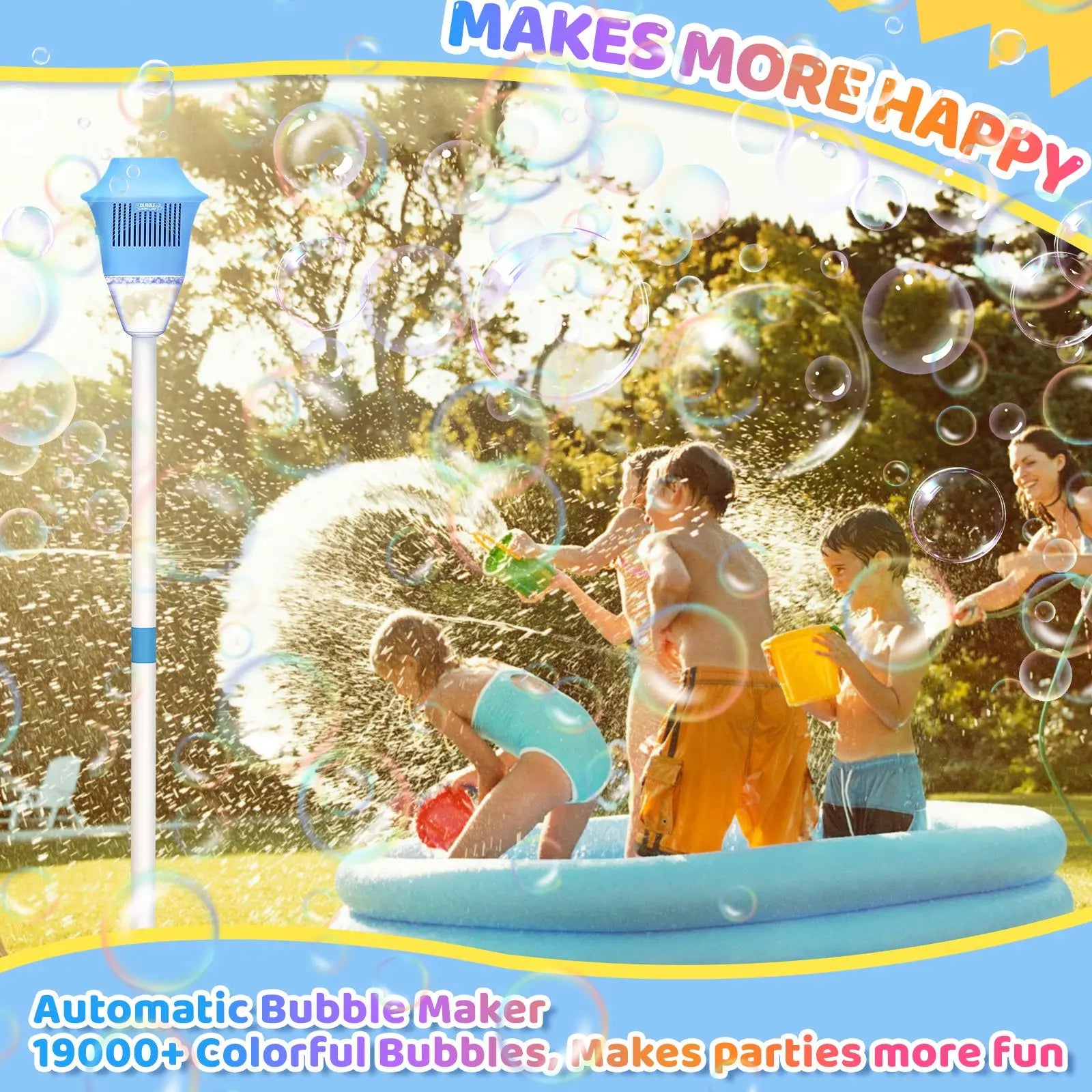 Automatic Handheld Bubble Machine for Kids, Bubble Maker Spring Summer Toys with Lights